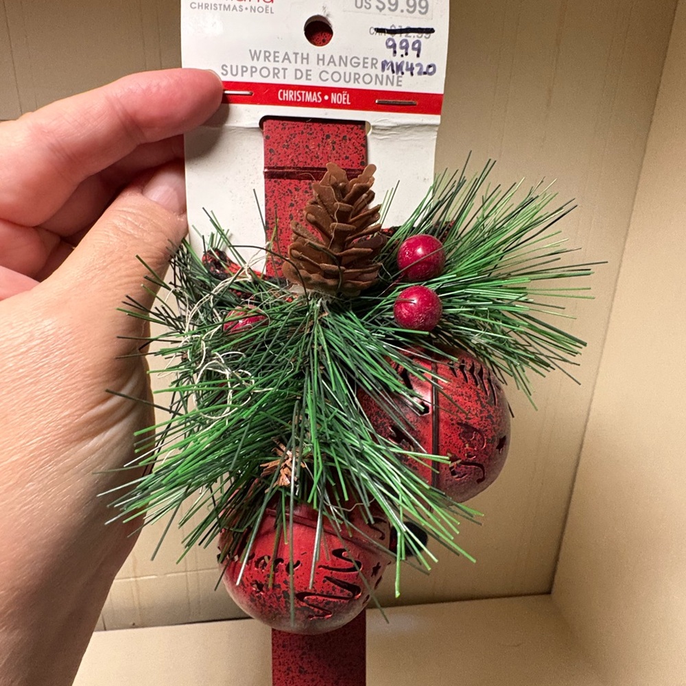 Red Wreath Hanger with Pinecone and Berries